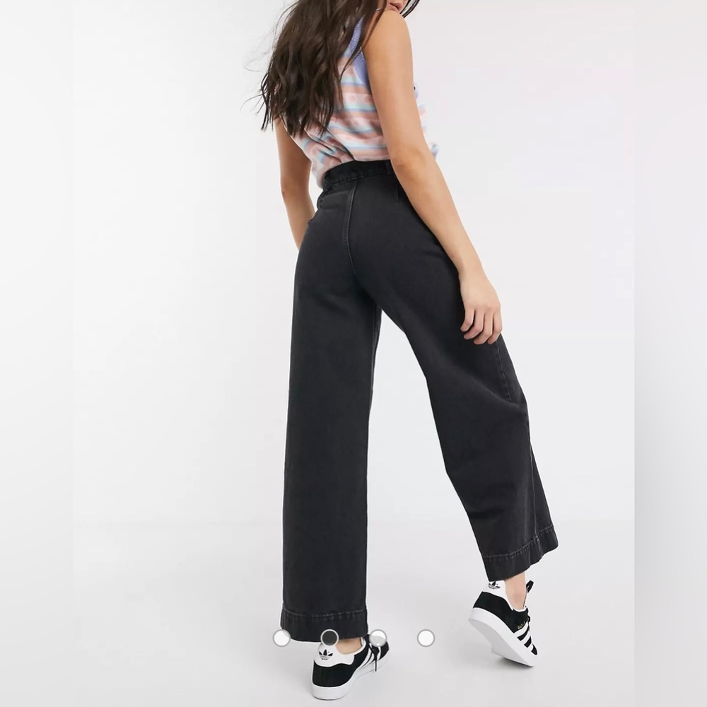ASOS Design easy high waist wide leg jeans 🐈‍⬛ black denim 🐈‍⬛ - Picture 4 of 12